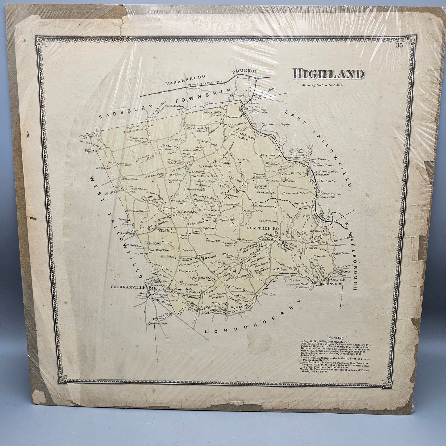 1873 Chester County Pennsylvania Farm Atlas - Highland Township
