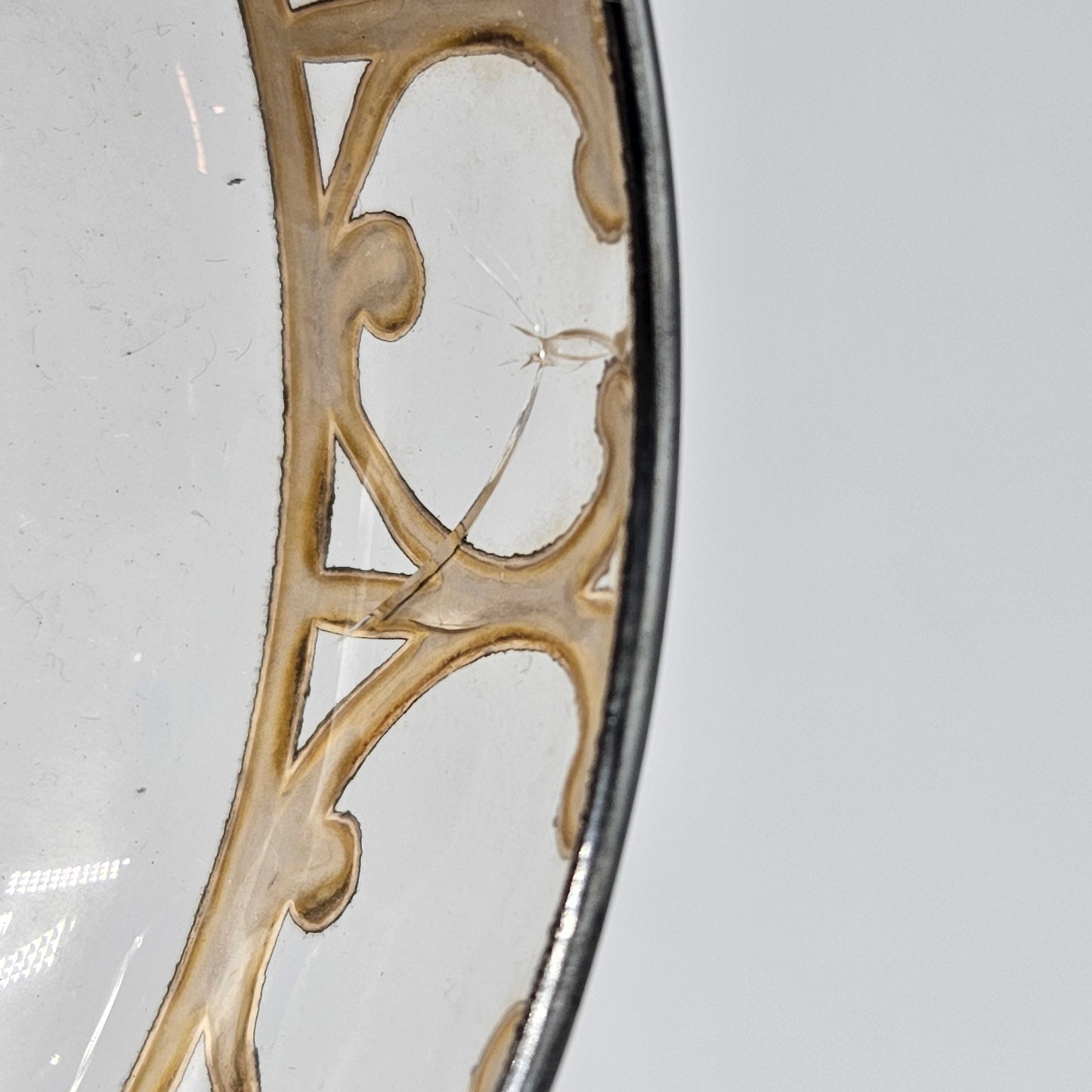 Silver Overlay Crystal Candy Dish