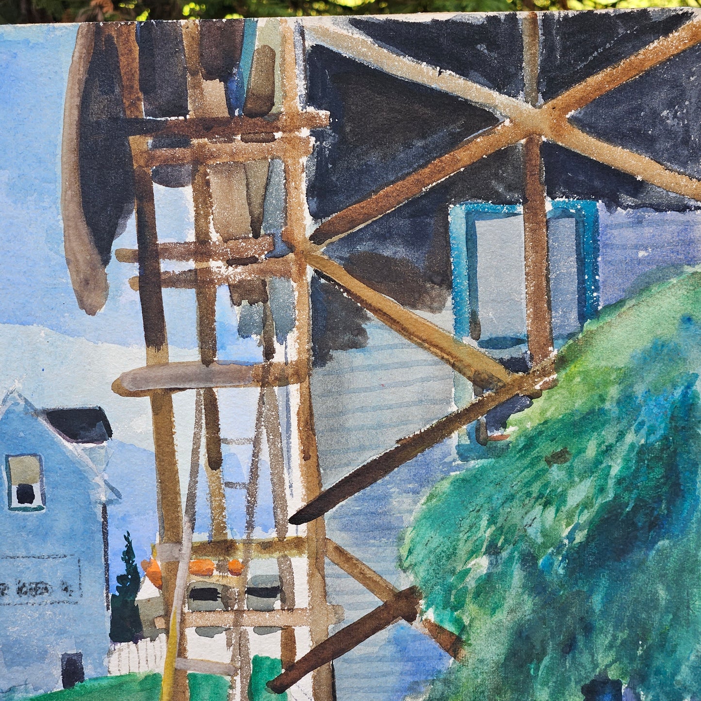 Charles Andrew Taylor (1910-1975) Watercolor House with Scaffolding