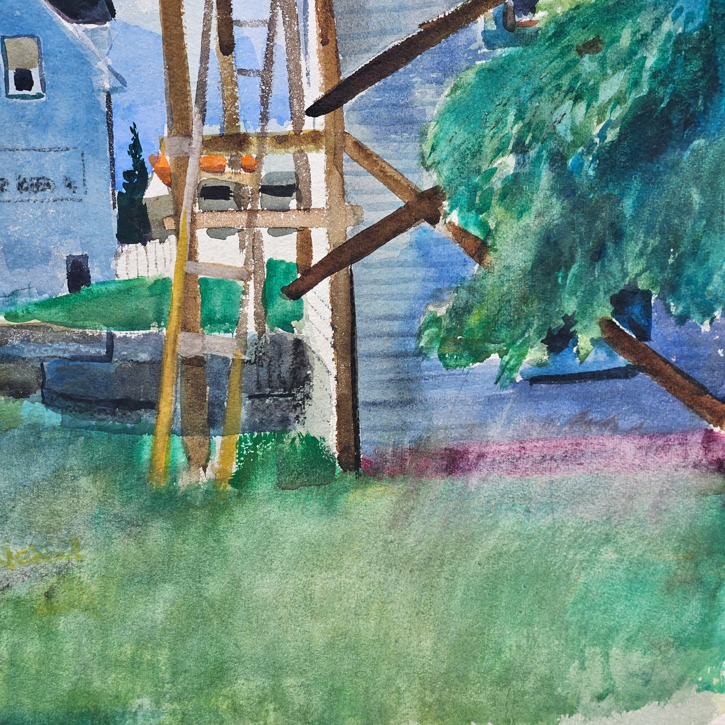 Charles Andrew Taylor (1910-1975) Watercolor House with Scaffolding
