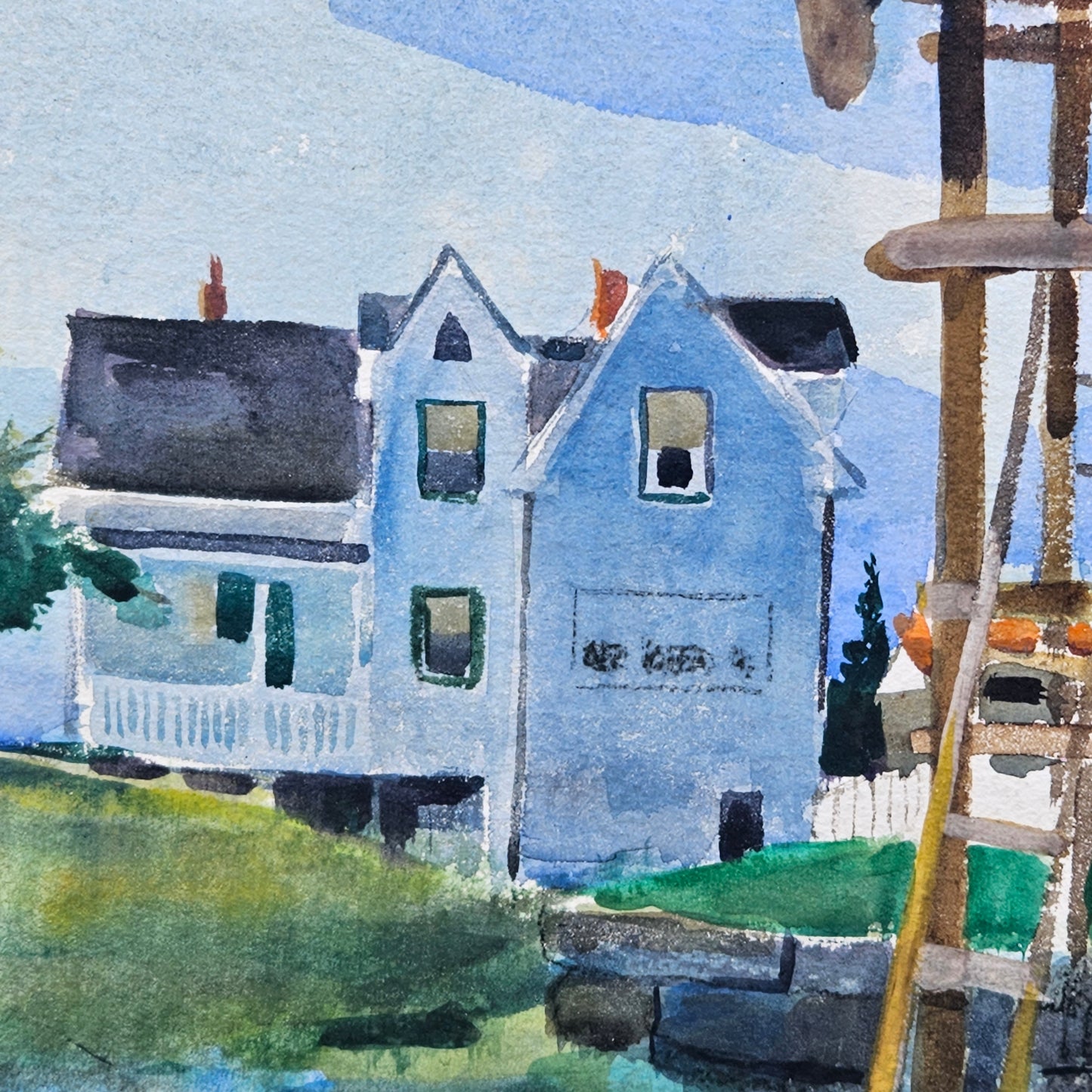 Charles Andrew Taylor (1910-1975) Watercolor House with Scaffolding