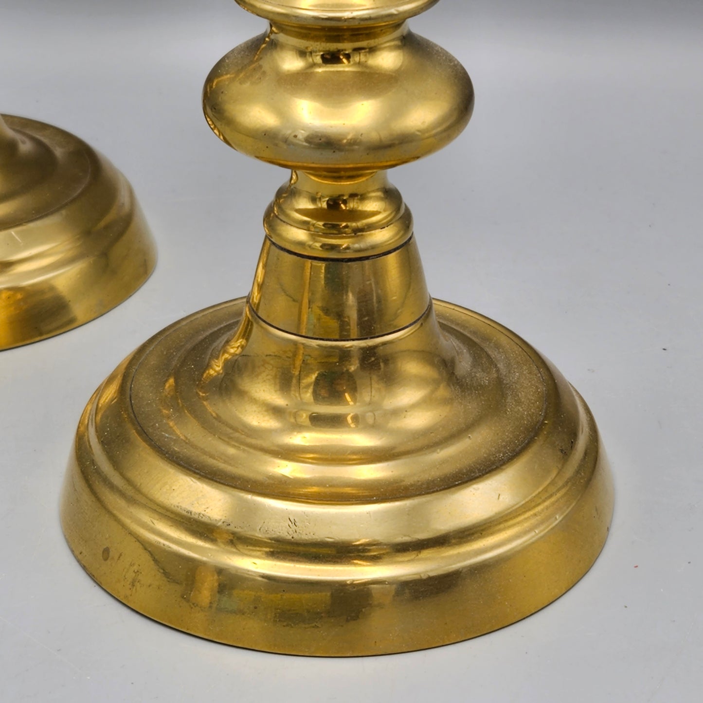 Pair English Victorian Brass Push-Up Candlesticks