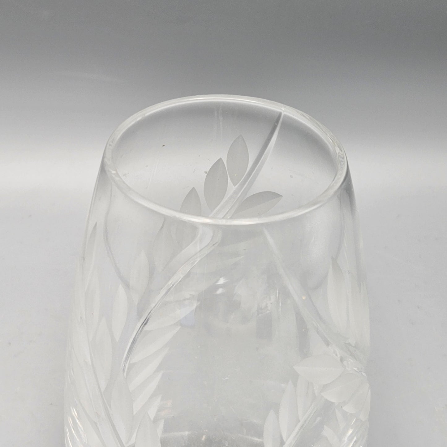 Cut and Engraved Lead Crystal Vase