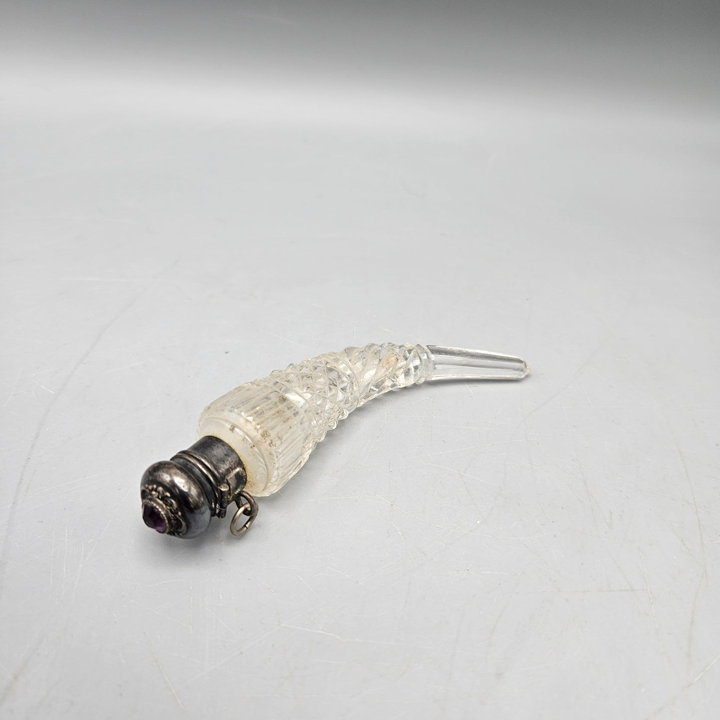Vintage Crystal Horn Shape Vinaigrette