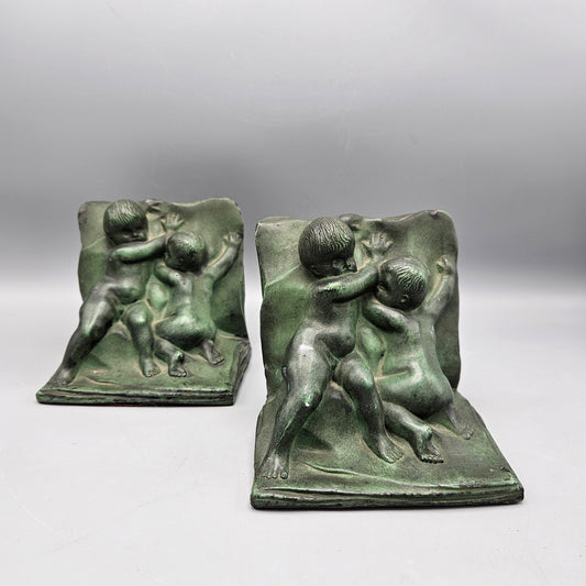 Pair of Kathodian Bronze Works Cherub Bookends