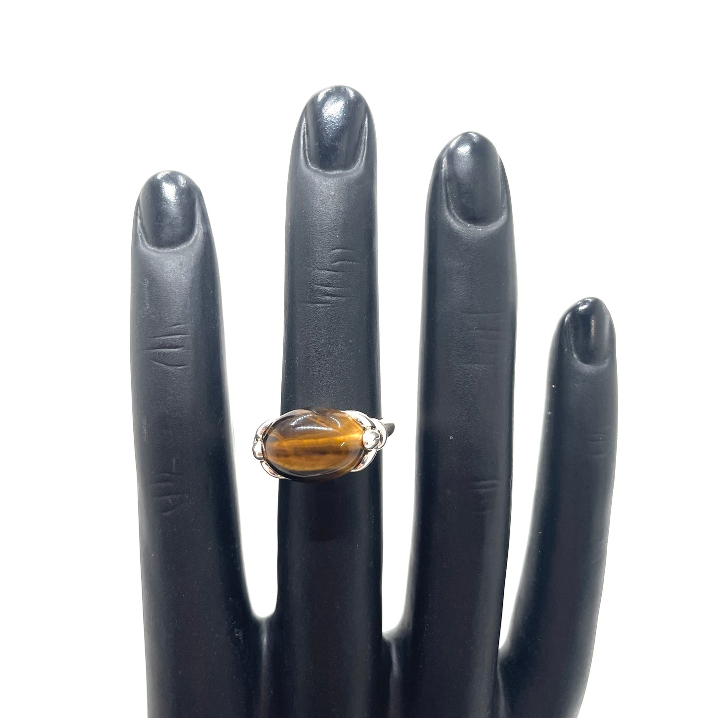 Vintage Sterling Silver & Tiger Eye Ring - Size 6.25