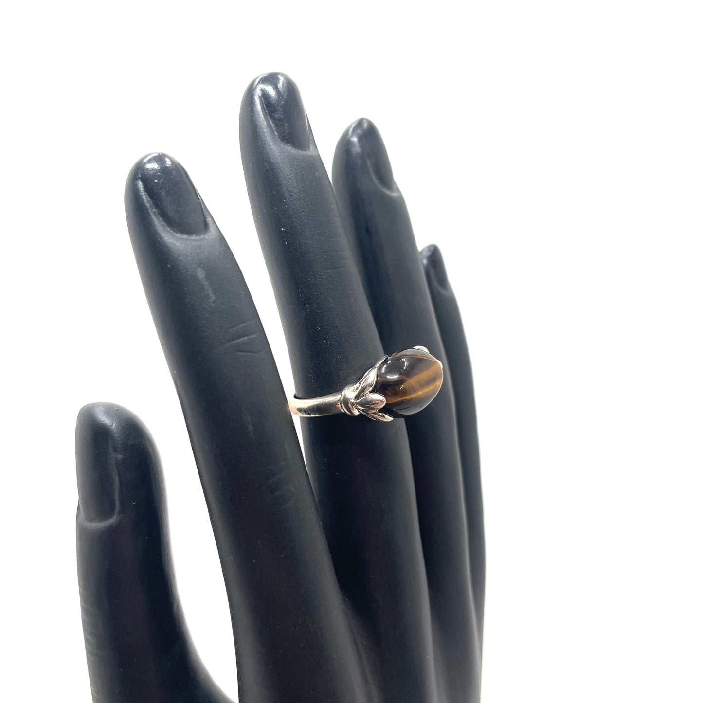 Vintage Sterling Silver & Tiger Eye Ring - Size 6.25