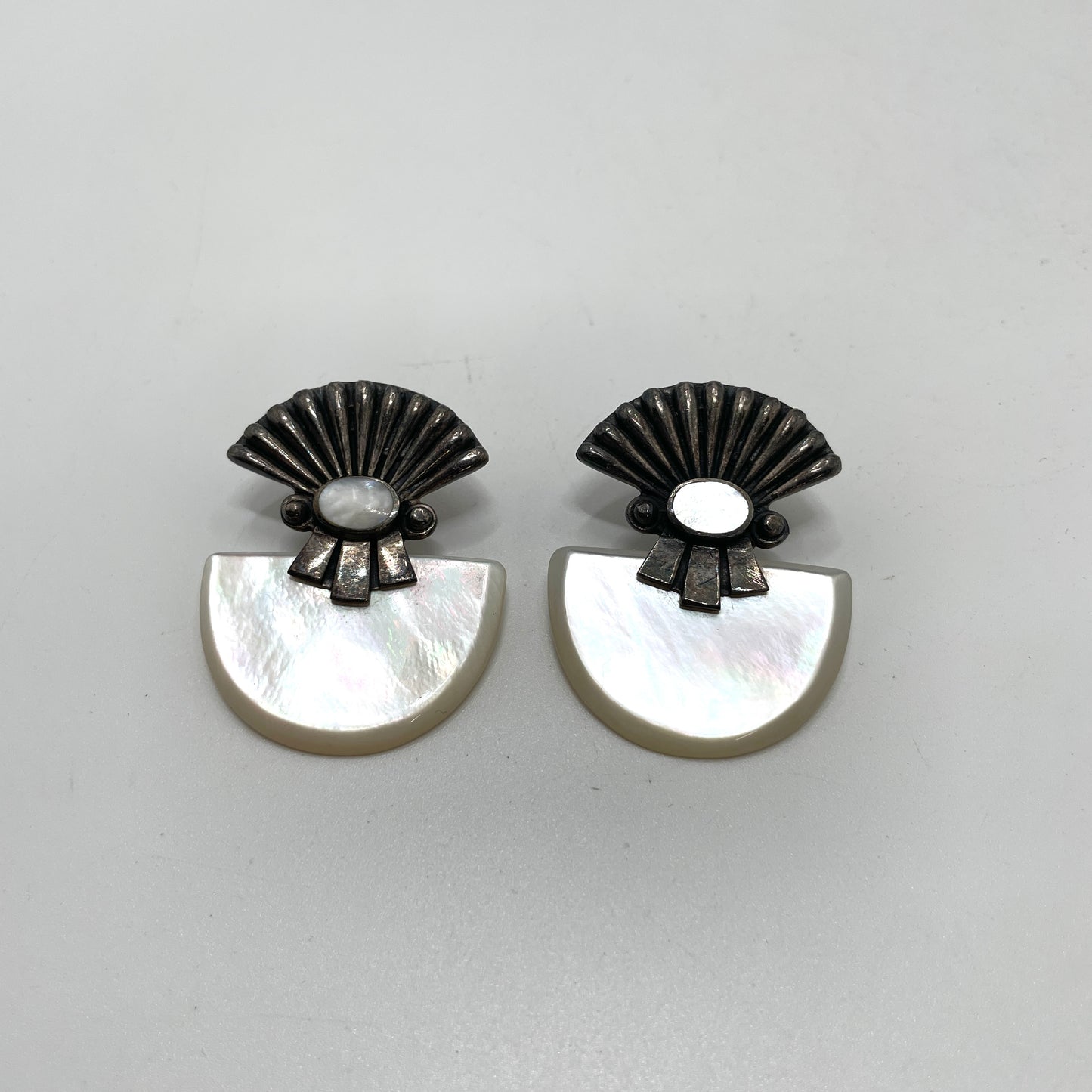 Vintage Art Deco Sterling & Abalone Earrings