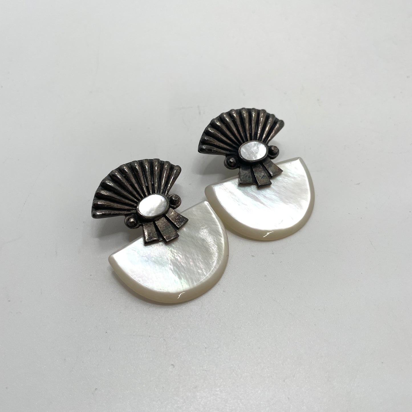 Vintage Art Deco Sterling & Abalone Earrings