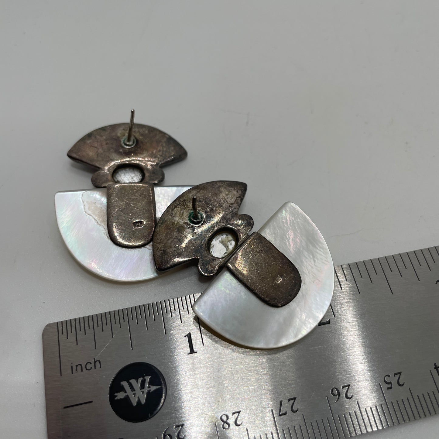 Vintage Art Deco Sterling & Abalone Earrings
