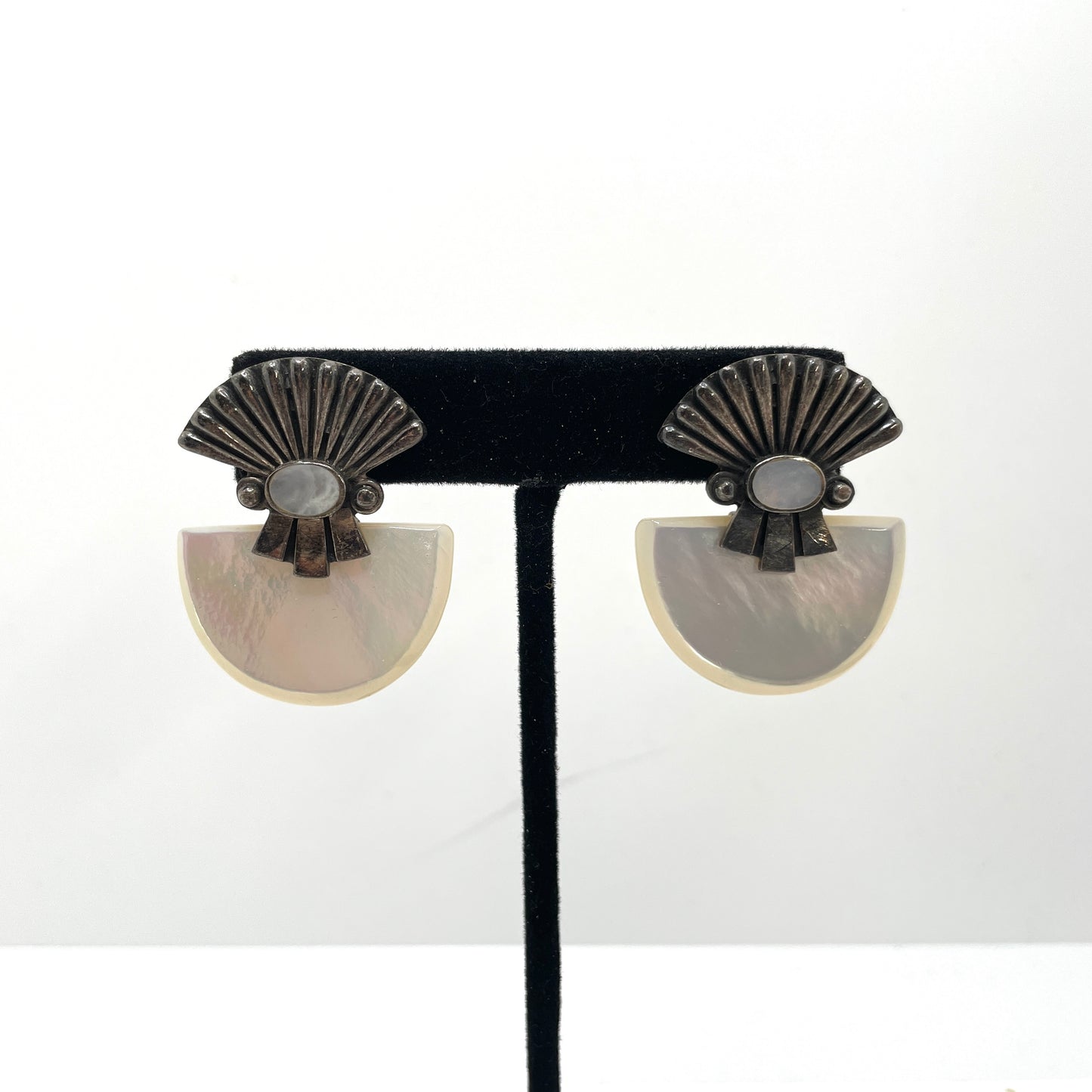 Vintage Art Deco Sterling & Abalone Earrings