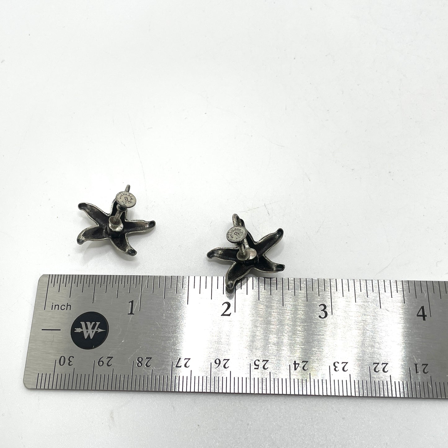 Vintage Beau Sterling Silver Starfish Screw Back Earrings
