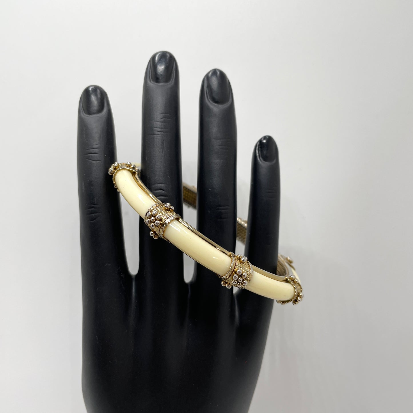 White & Gold Accent Bangle Bracelet