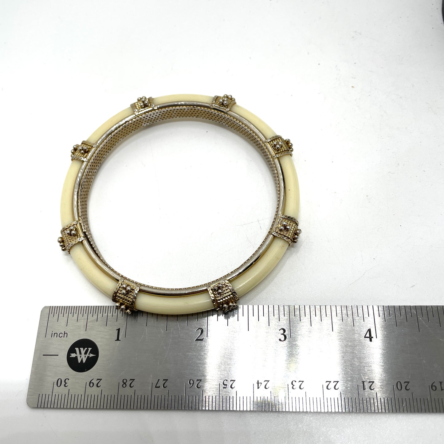 White & Gold Accent Bangle Bracelet