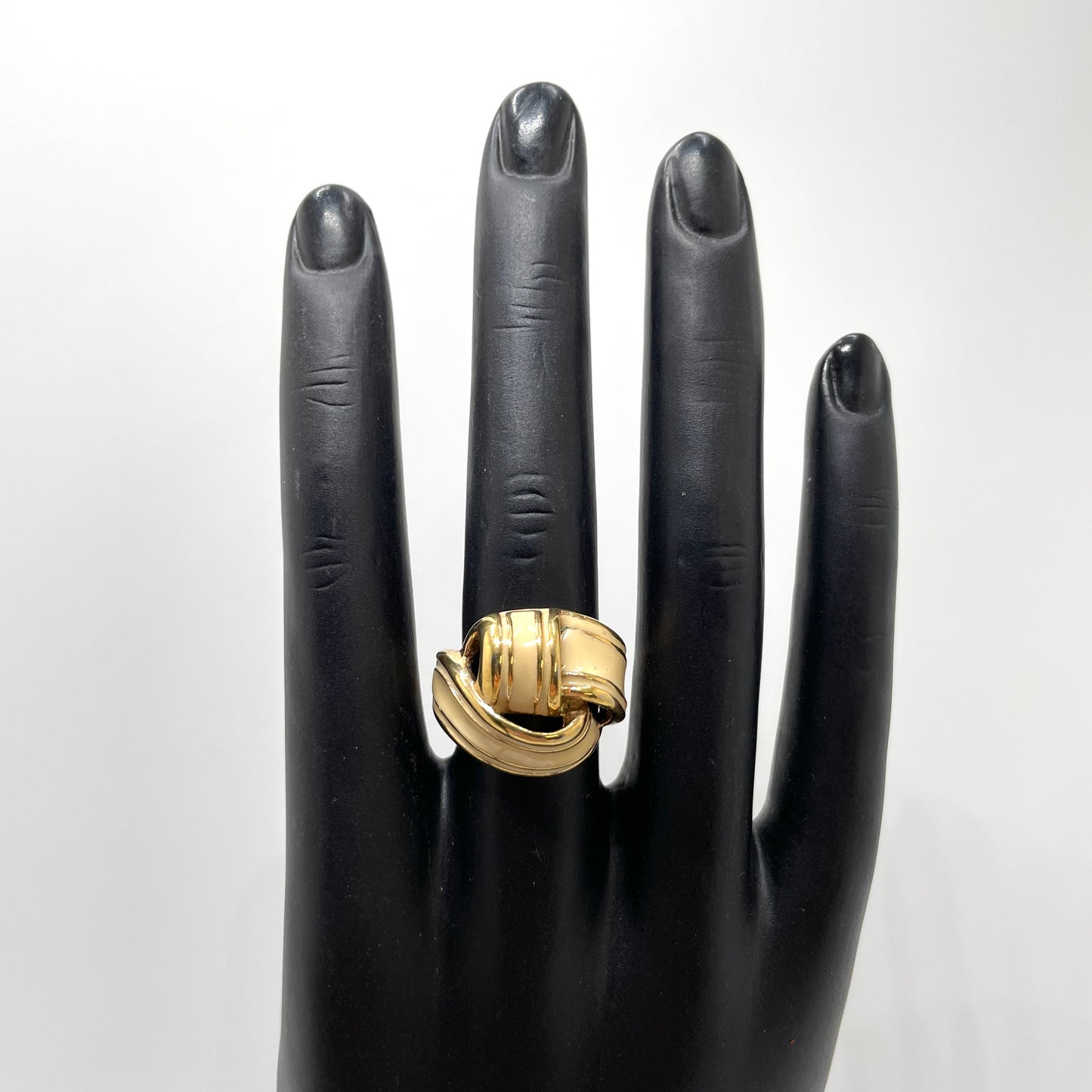 1980s Goldplate Enamel Ring - Size 7.5
