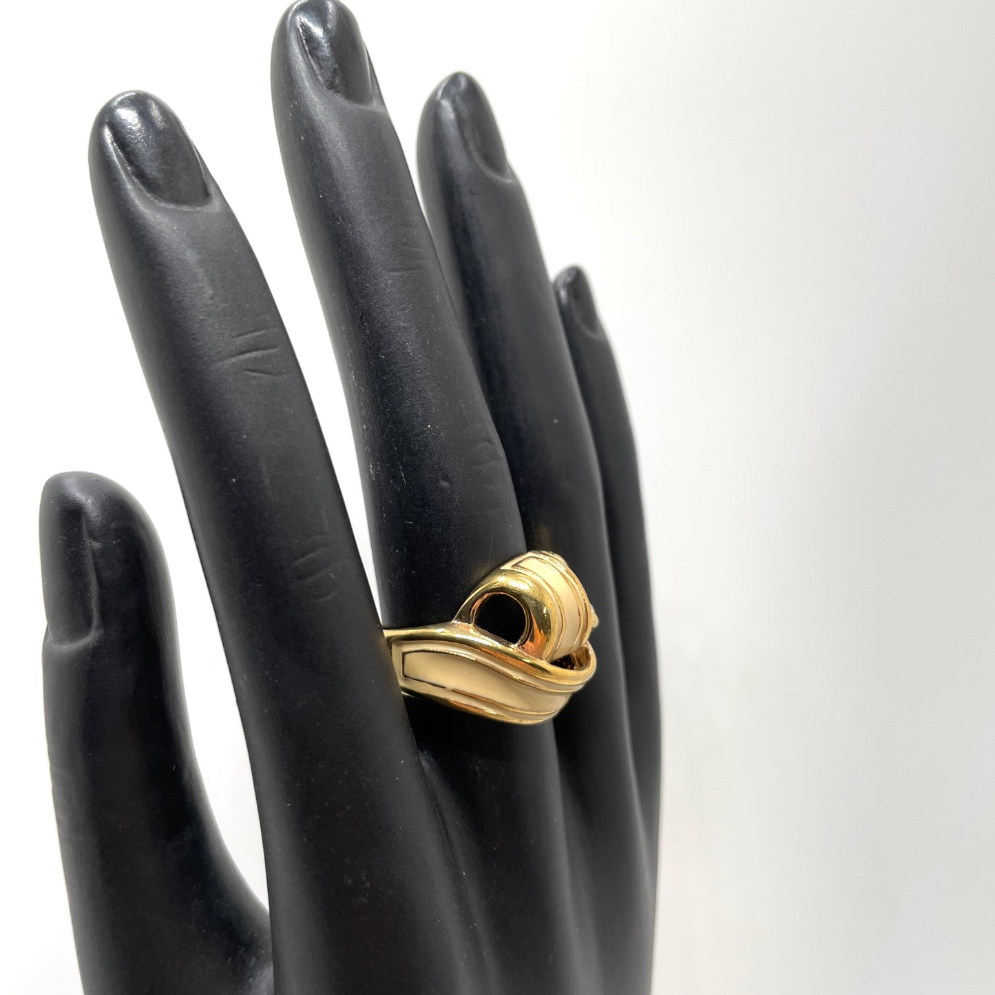 1980s Goldplate Enamel Ring - Size 7.5