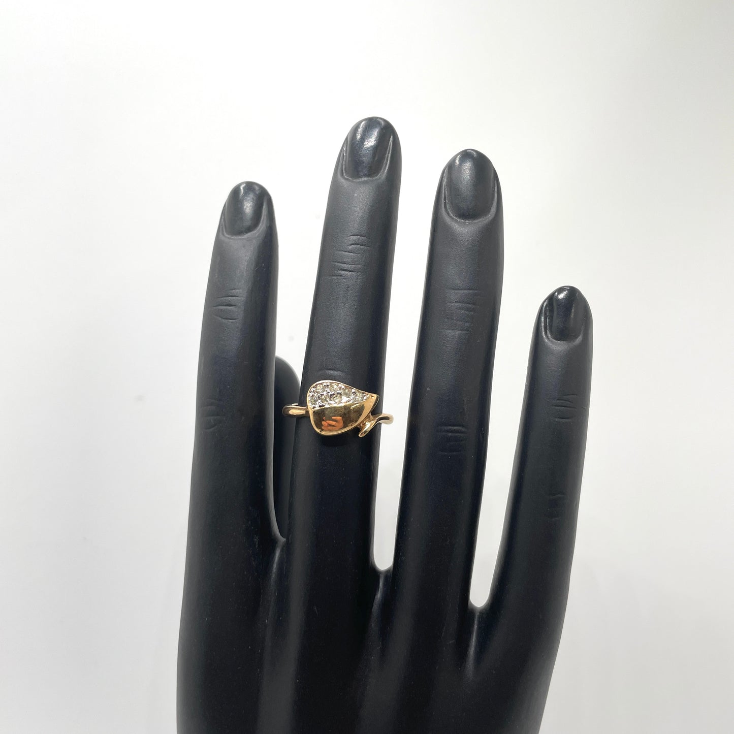 Vintage Goldplate & CZ Leaf Ring - Size 6.5