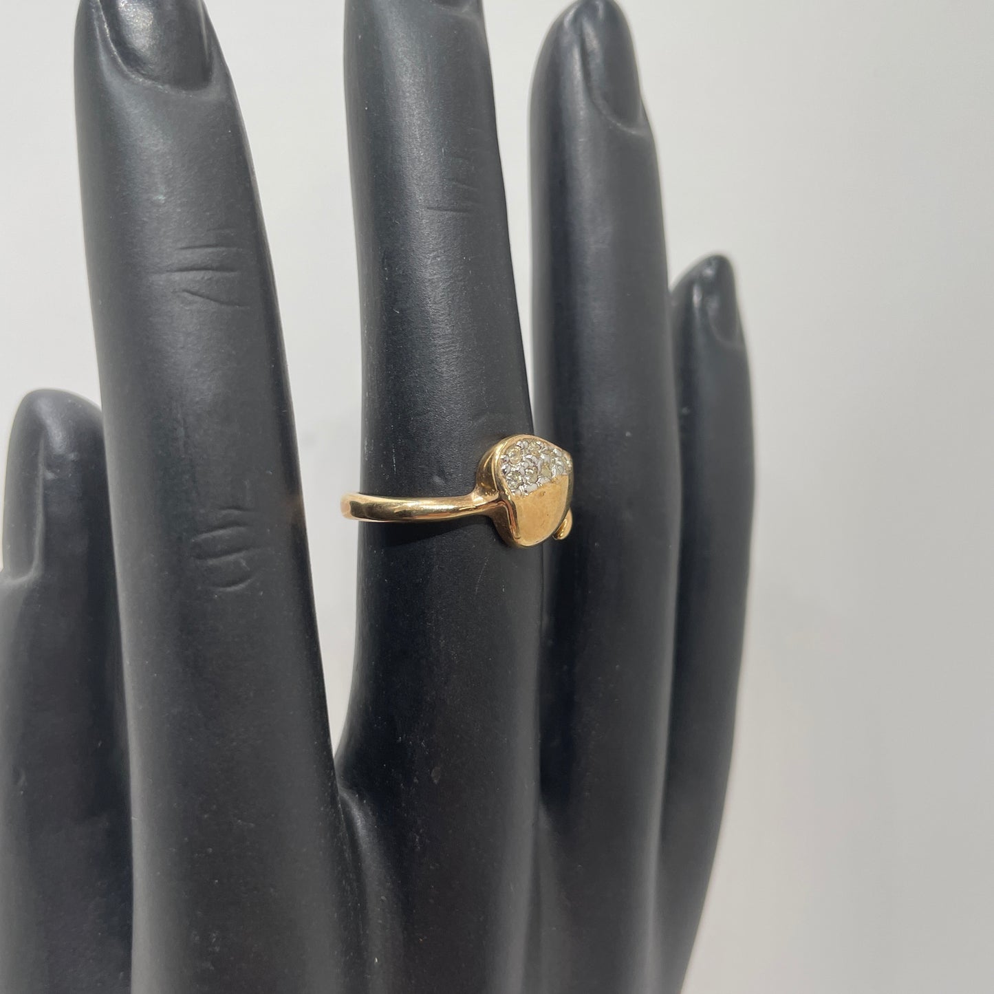 Vintage Goldplate & CZ Leaf Ring - Size 6.5