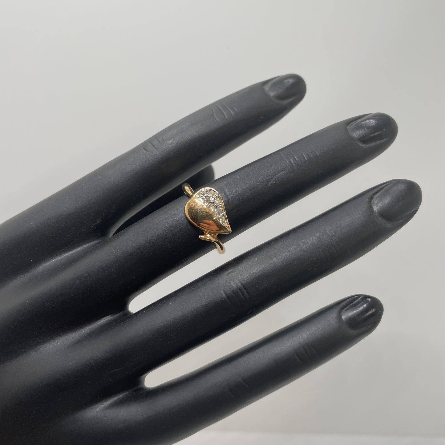 Vintage Goldplate & CZ Leaf Ring - Size 6.5