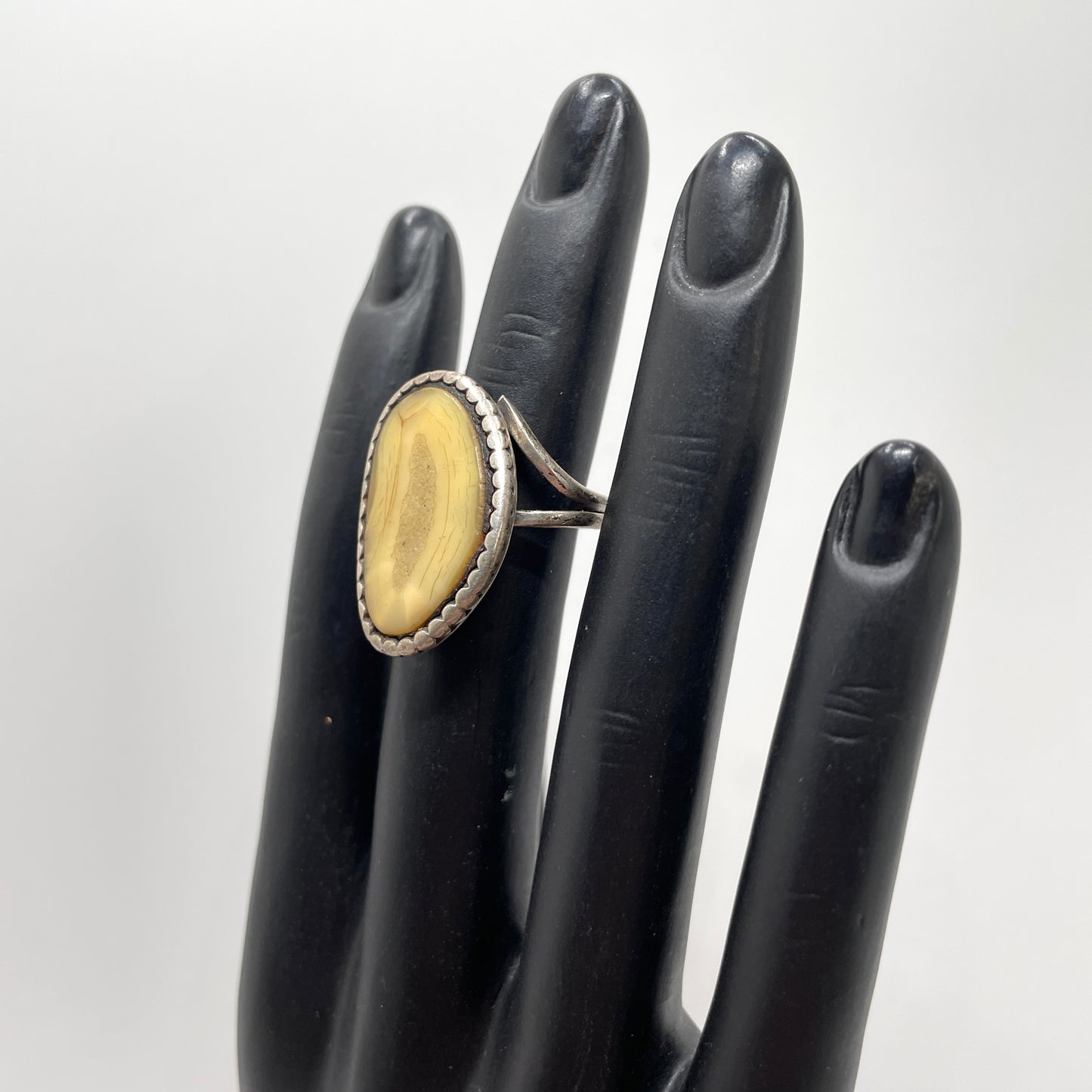 Vintage Large Natural Stone Ring - Size 6