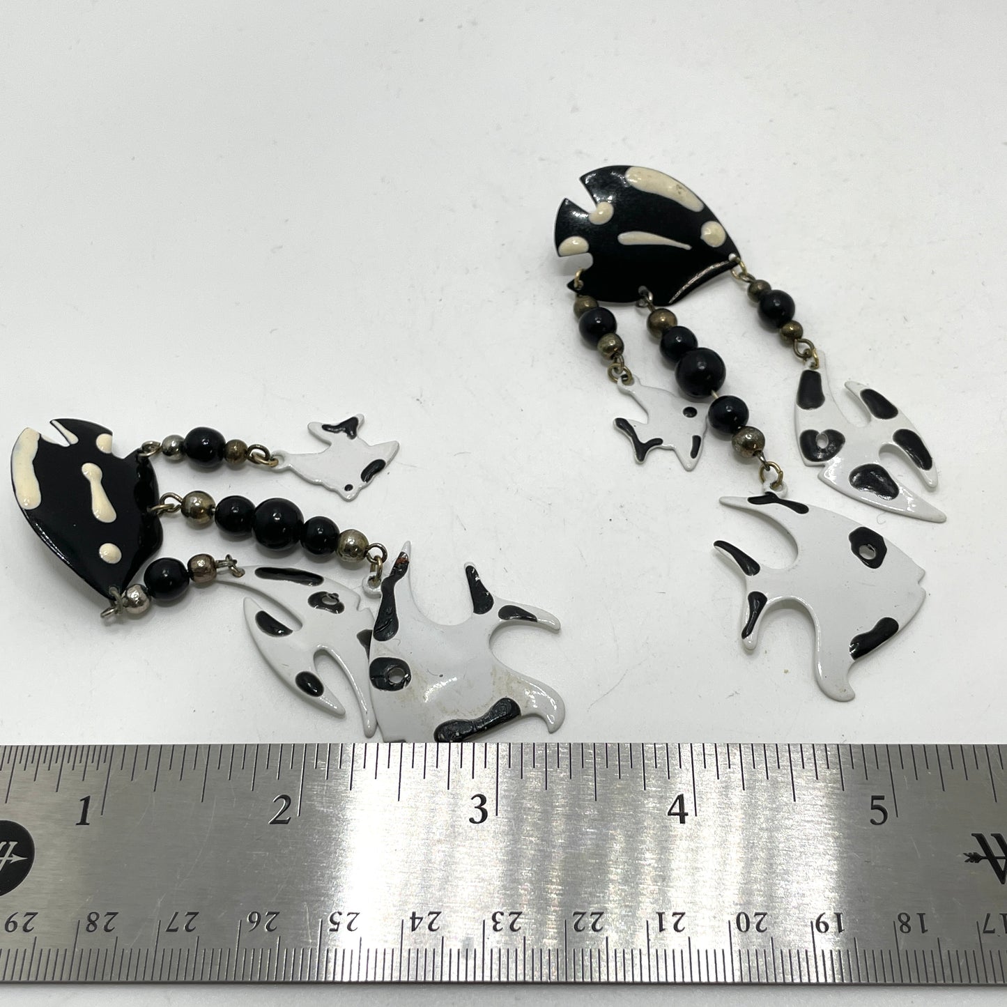 Vintage Zebra Fish Earrings