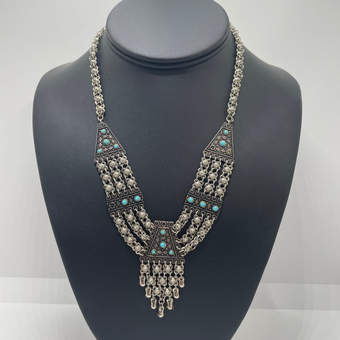 Vintage Israel Sterling Silver Necklace & Earring Set