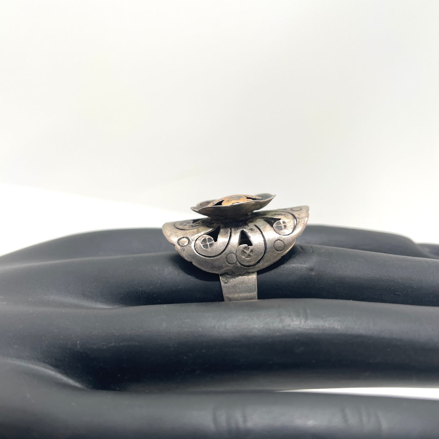 Vintage Peruvian 18K & Sterling Ring - Adjustable Size