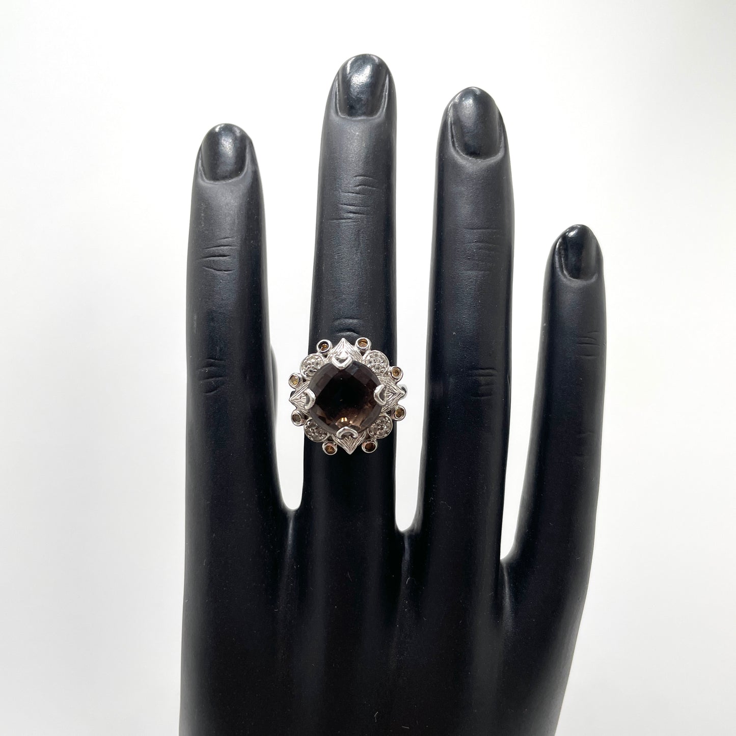 Vintage Sterling Silver Brown Stone Ring - Size 7