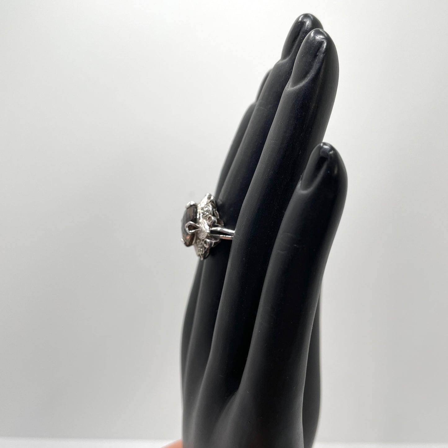Vintage Sterling Silver Brown Stone Ring - Size 7