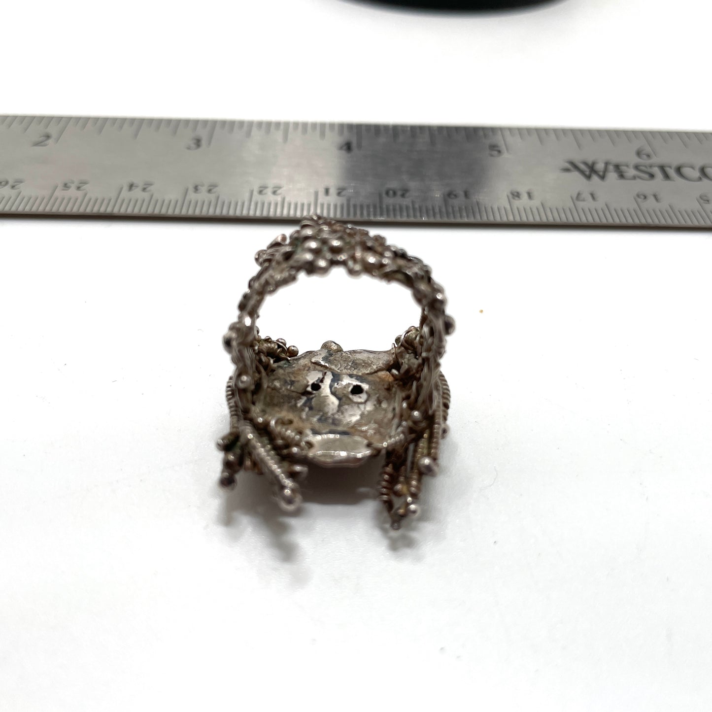 Vintage Artisan Face Ring - Size 6