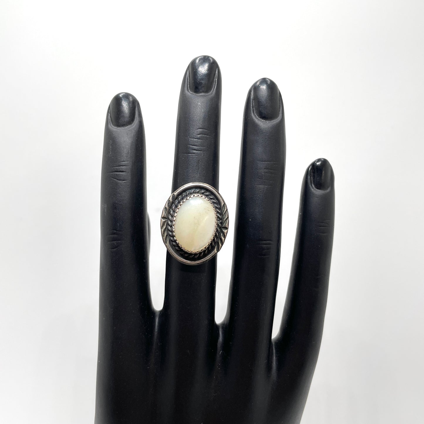 Vintage White Stone Cocktail Ring - Size 7