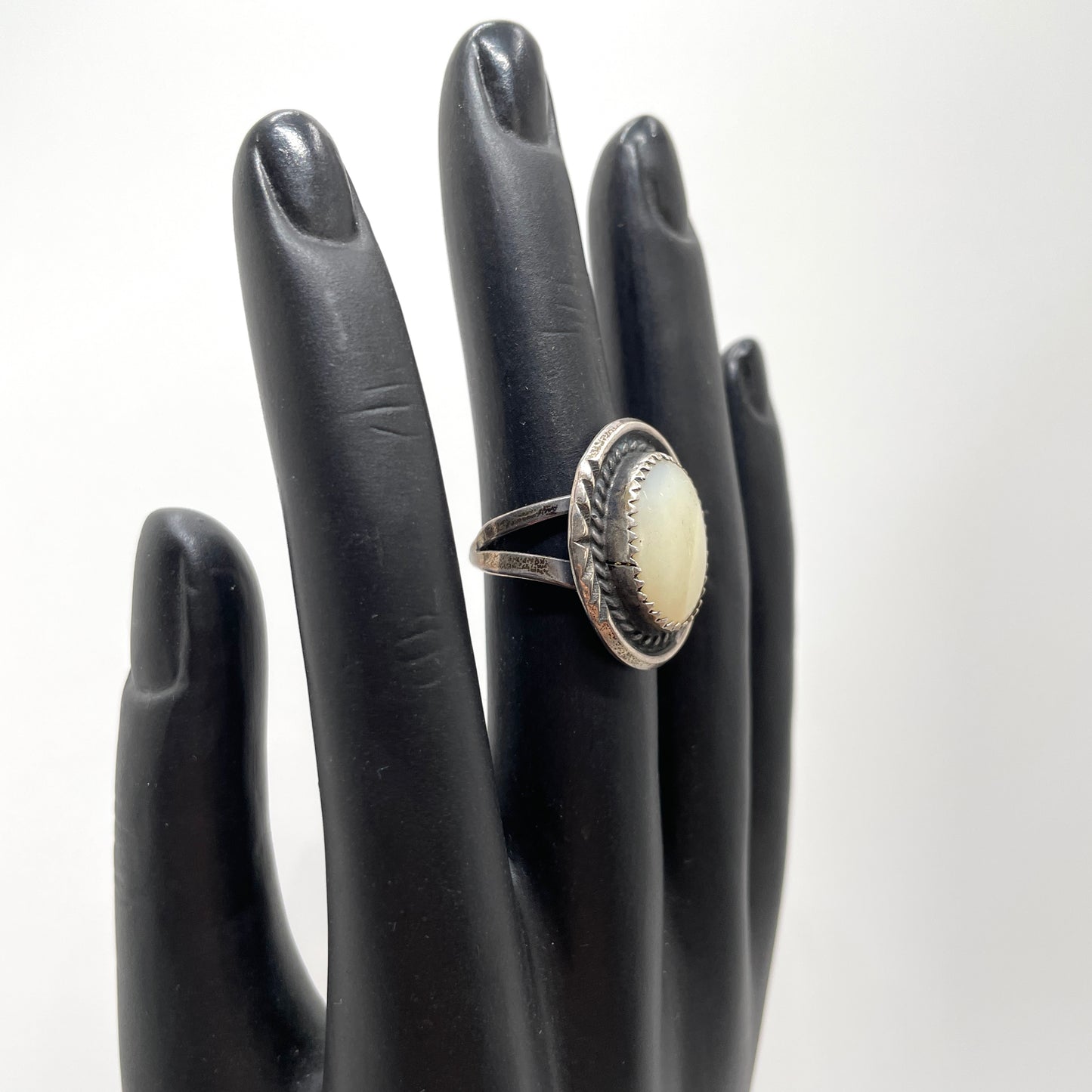 Vintage White Stone Cocktail Ring - Size 7