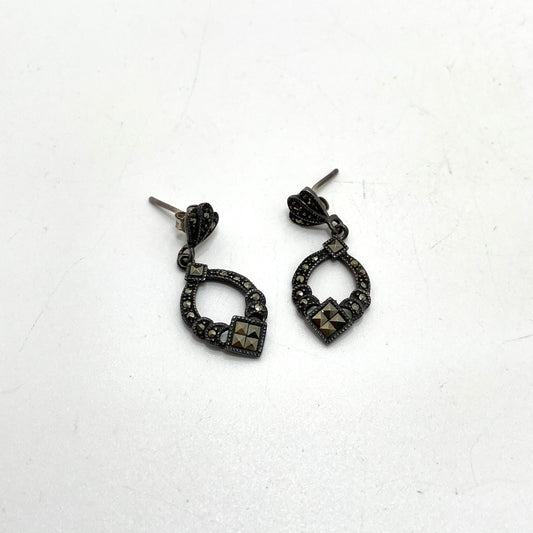 Vintage Sterling Silver & Marcasite Dangle Earrings