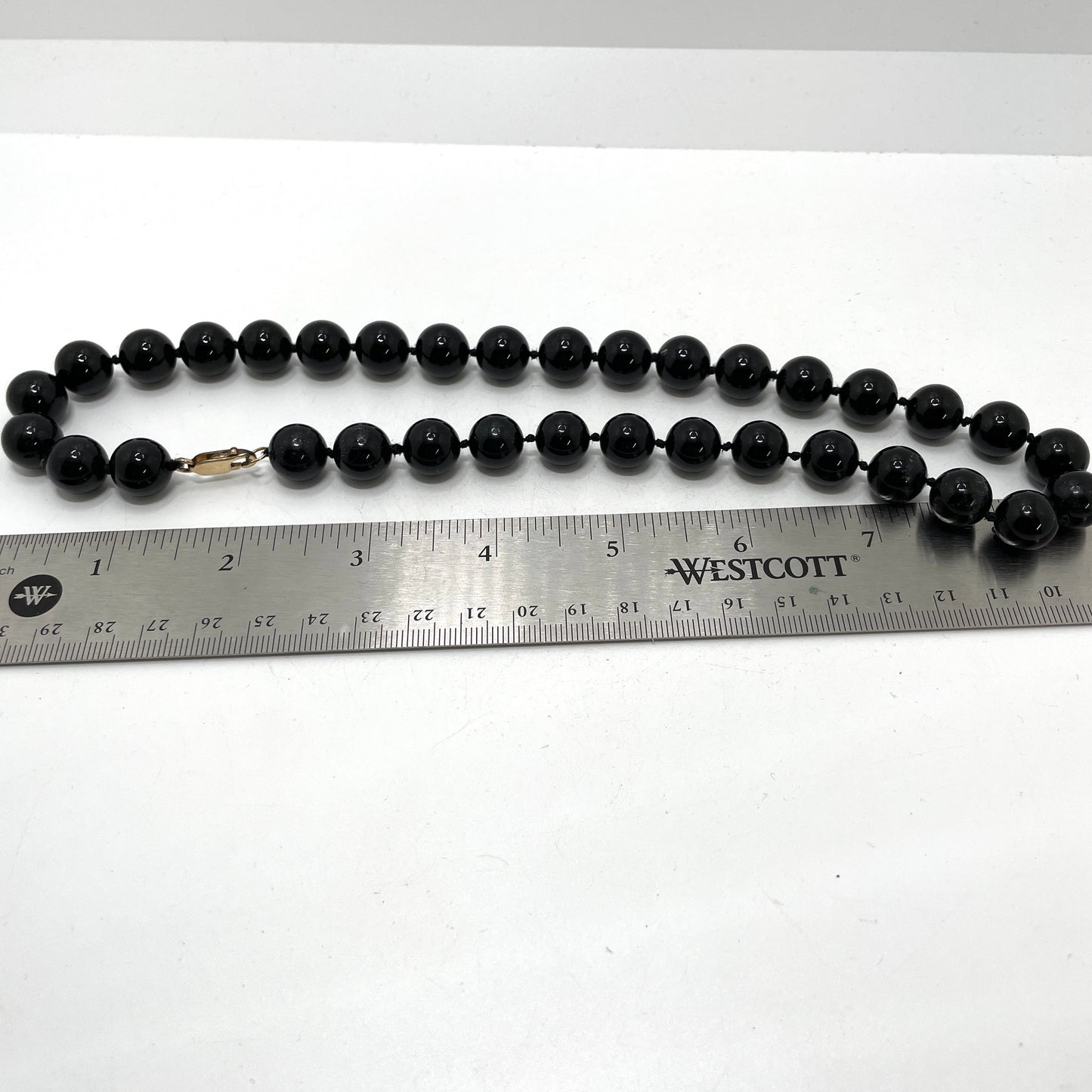 Vintage Black Beaded Necklace with Sterling Clasp
