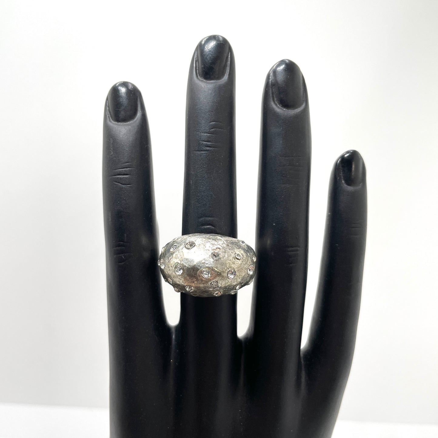 Silver & Crystal Adjustable Size Cocktail Ring