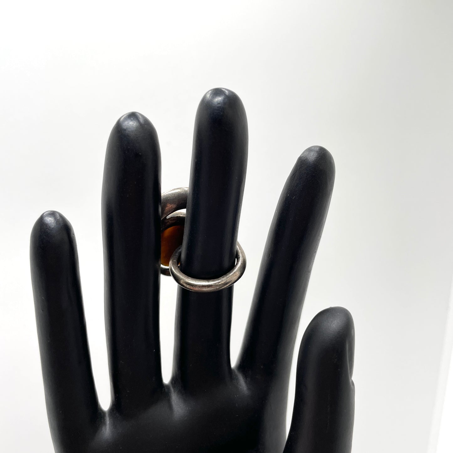 Mexican Sterling Silver & Tiger Eye Ring - Size 5.5