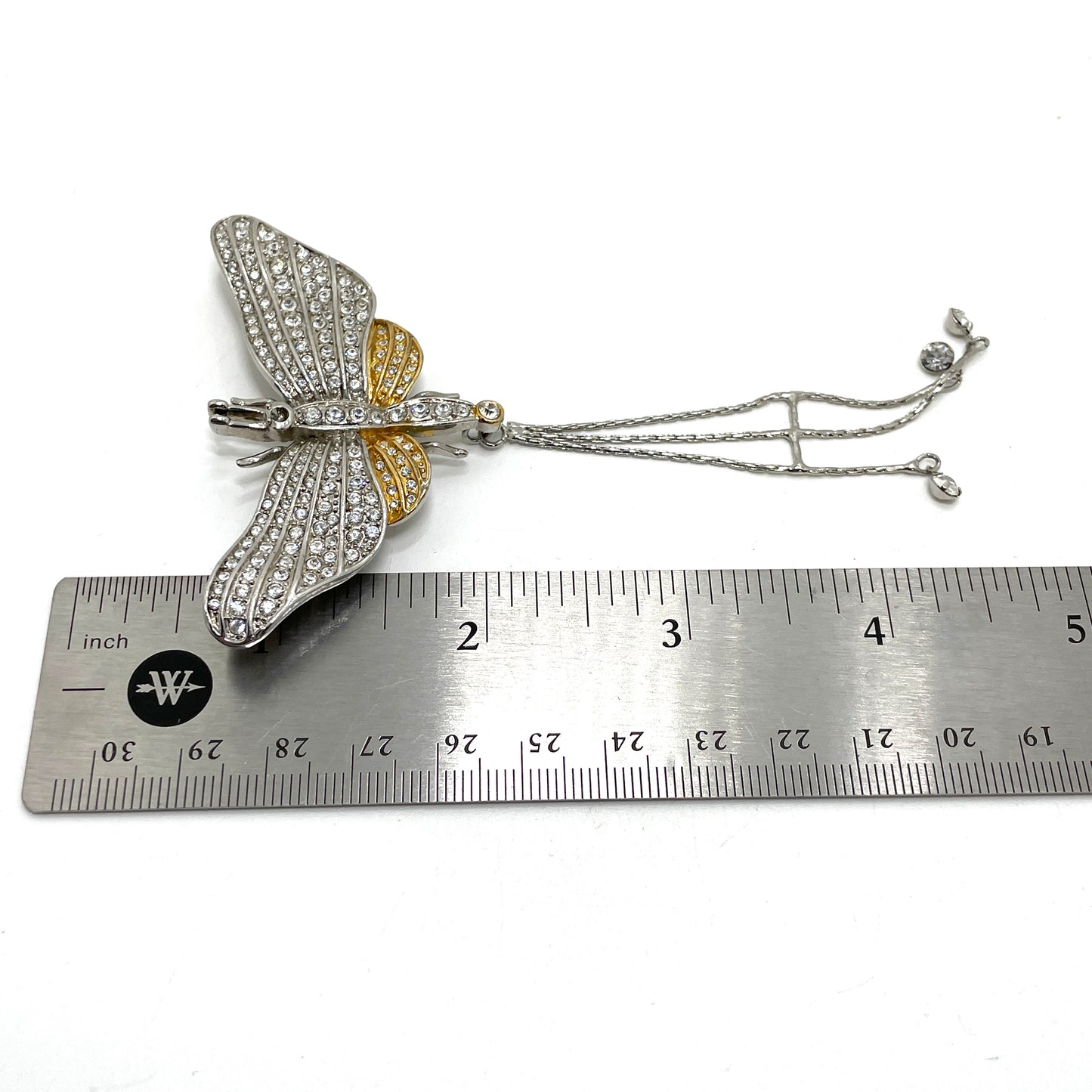 Vintage Butterfly Pin with Crystals