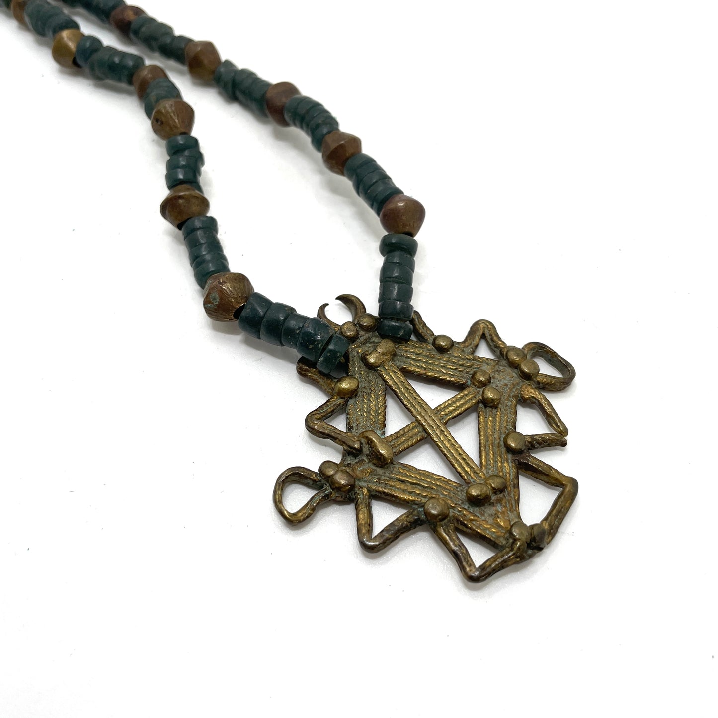 Vintage Beaded Necklace with Funky Pendant