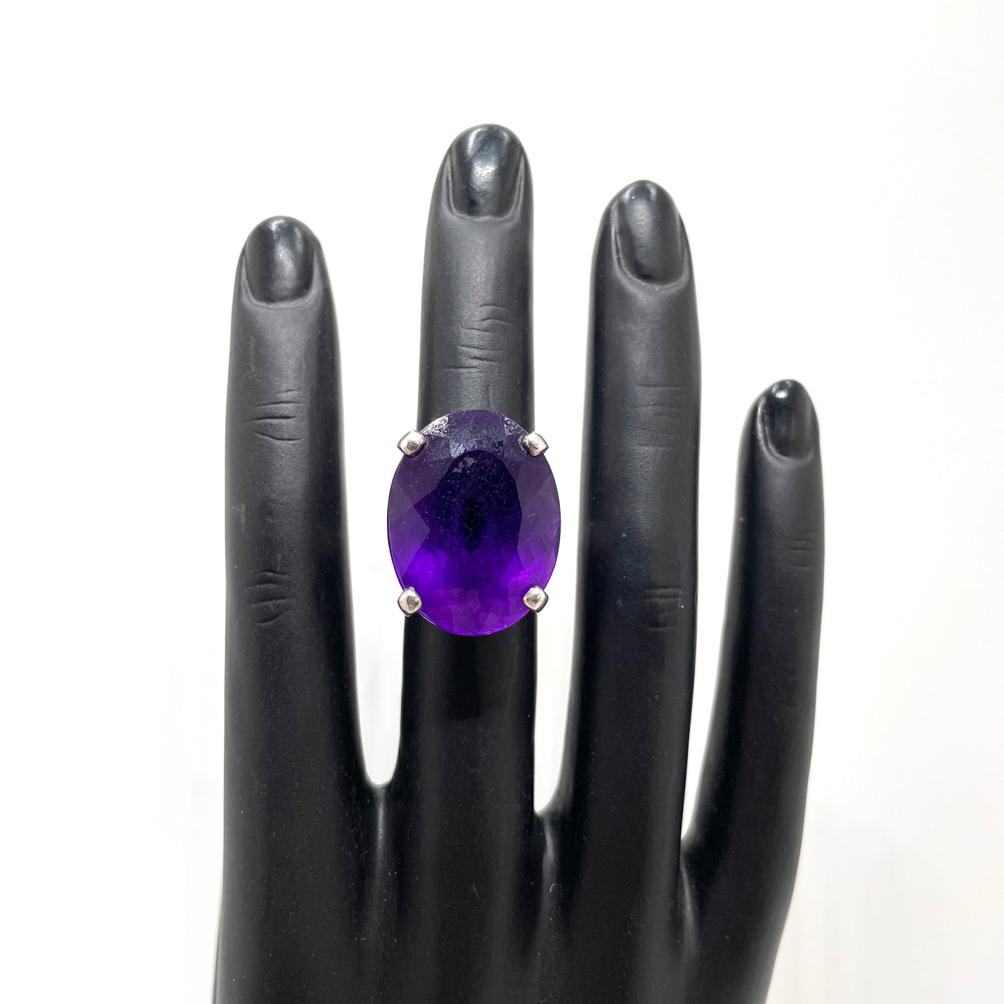 Vintage Sterling Silver & Purple Ring - Size 6.25