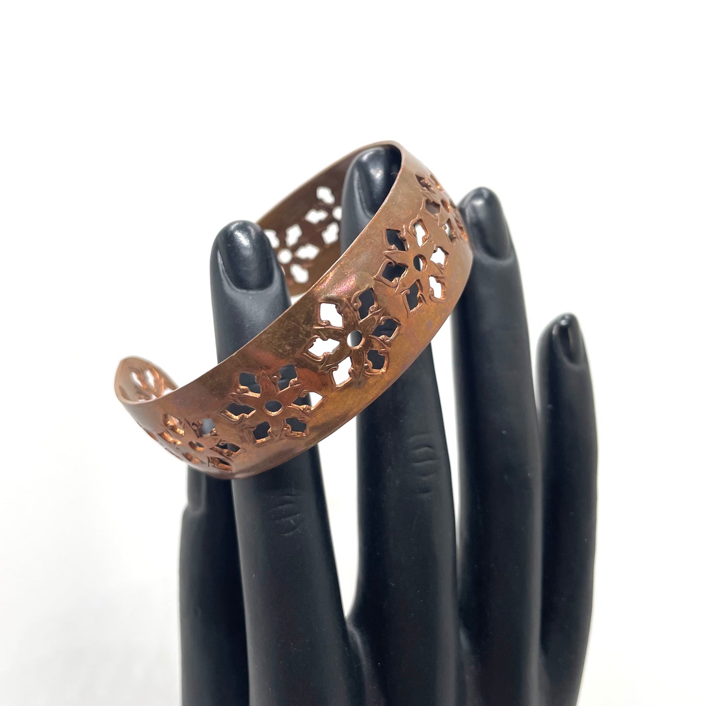 Vintage Copper Snowflake Cuff Bracelet