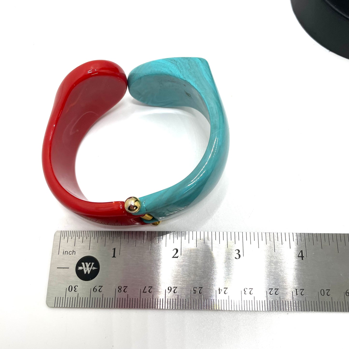 Blue & Red Hinged Bangle Bracelet