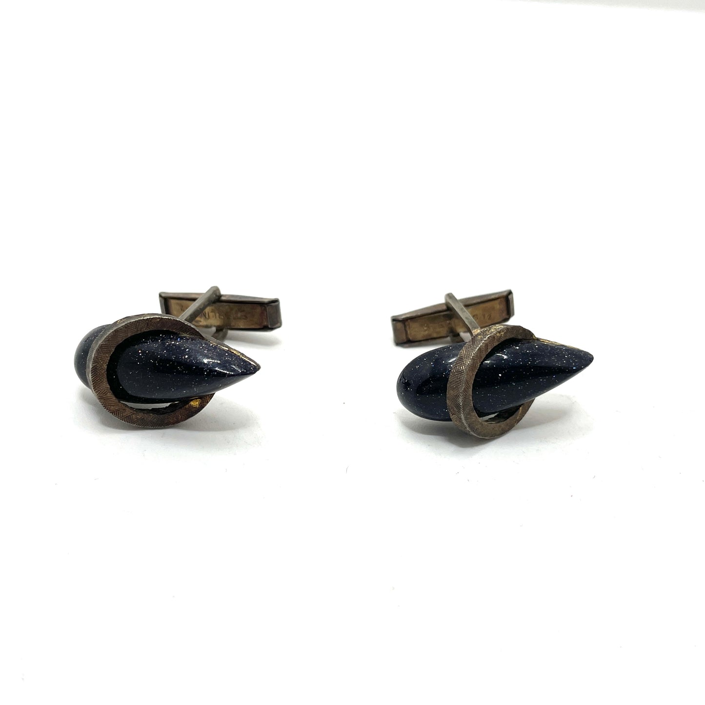 Vintage Sterling Silver Cufflinks with Natural Stone