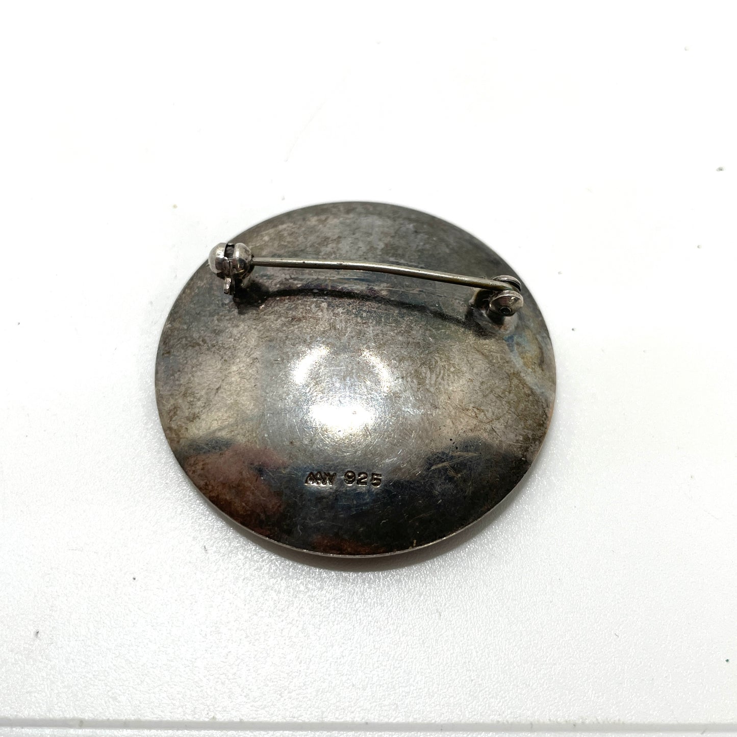 Vintage Sterling Silver Woman in Circle Pin