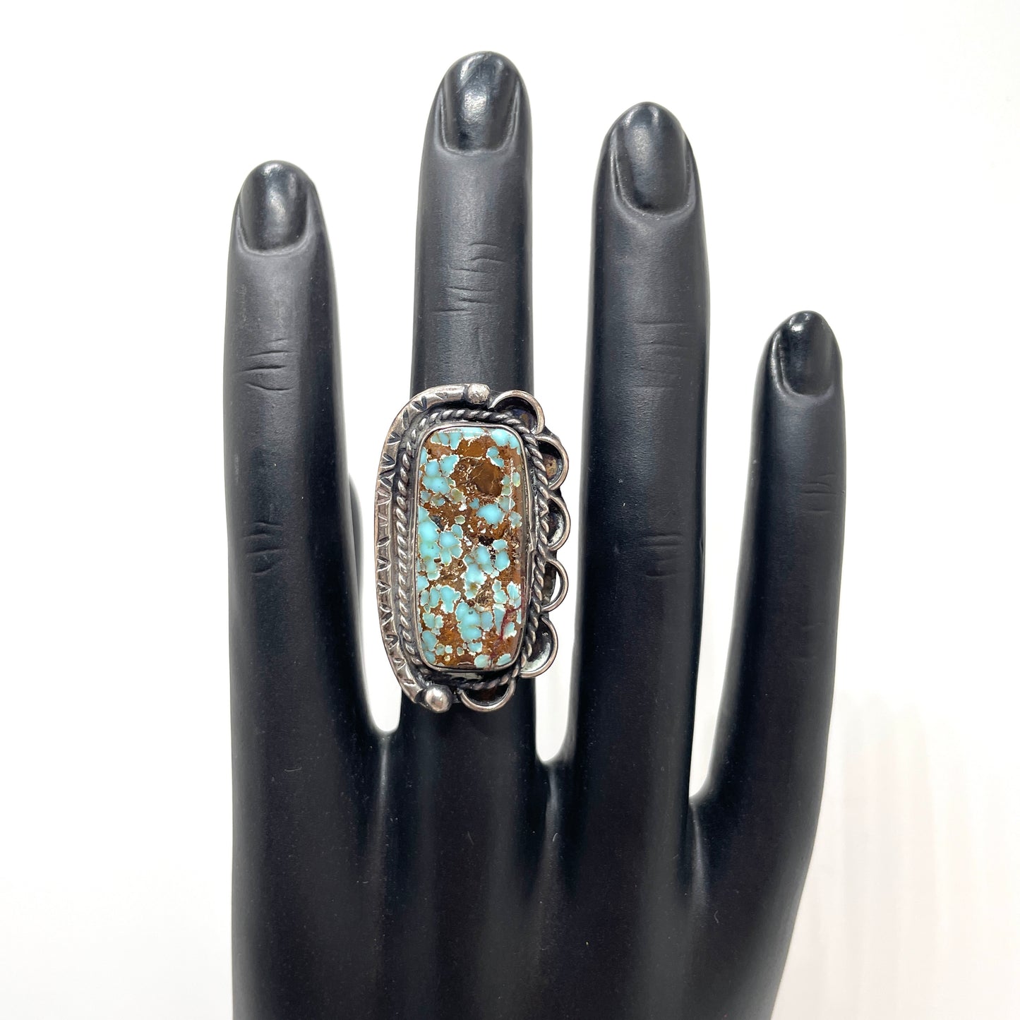 Vintage Unique Turquoise Statement Ring - Size 7