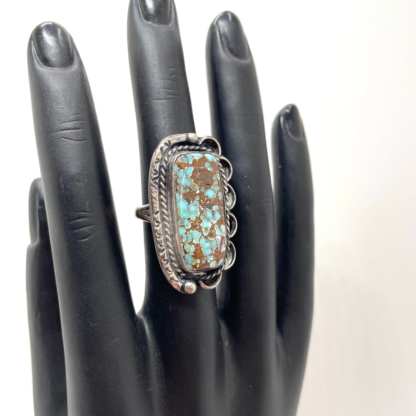 Vintage Unique Turquoise Statement Ring - Size 7