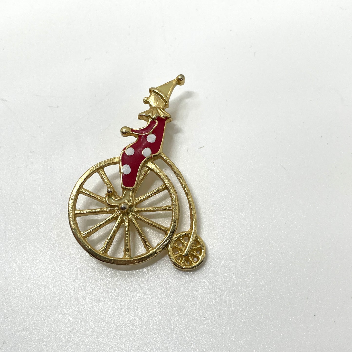 Vintage Clown Riding Old Bicycle Pin