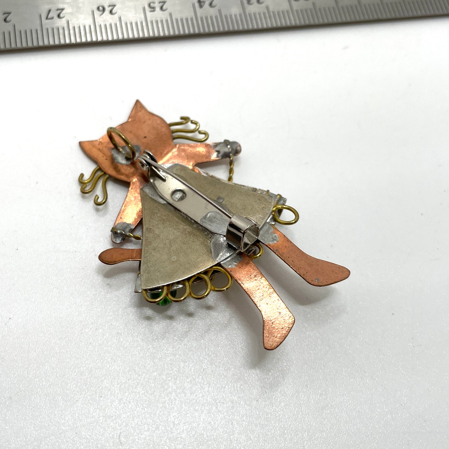 Vintage Mixed Materials Cat Pin