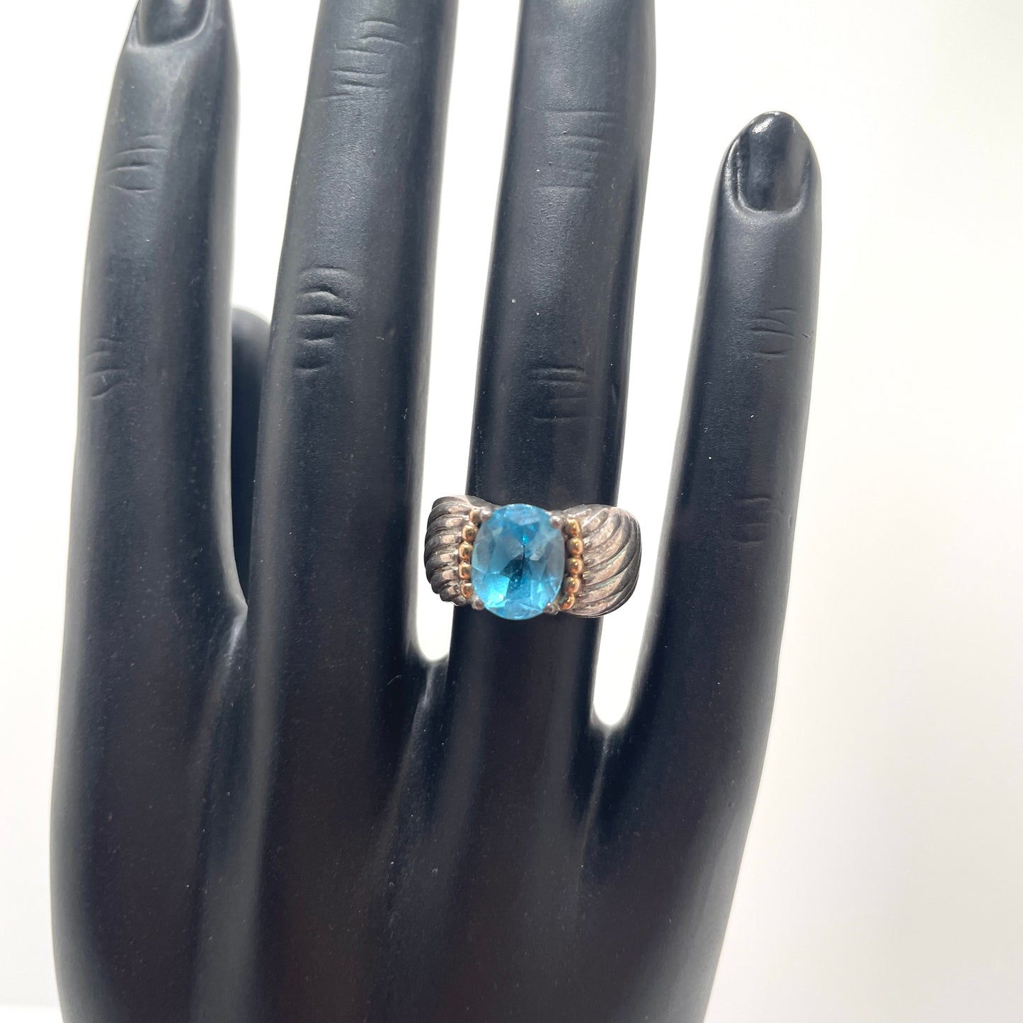 Sterling Silver & Aquamarine Ring - Size 5