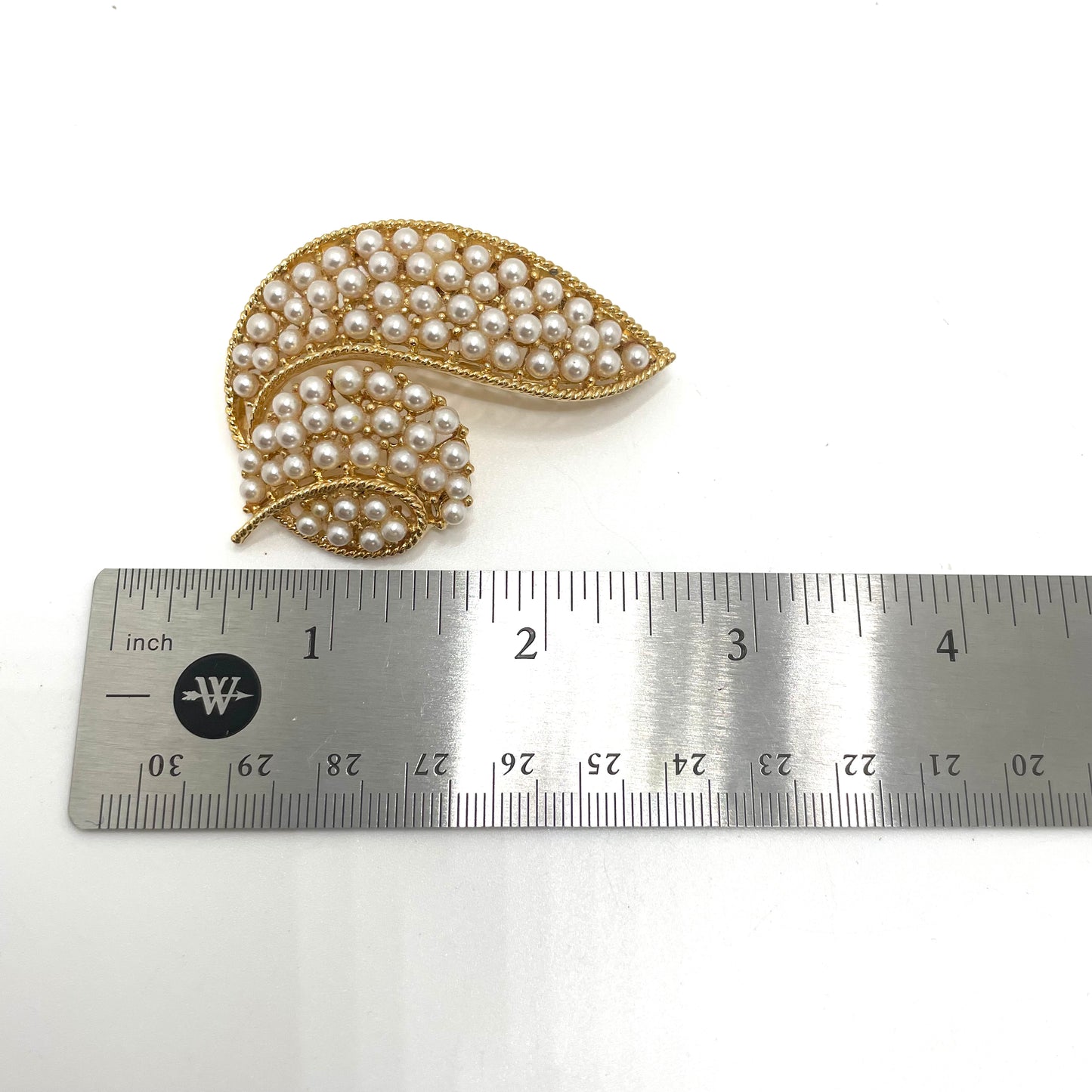 Vintage Gold & Pearl Elegant Curved Pin