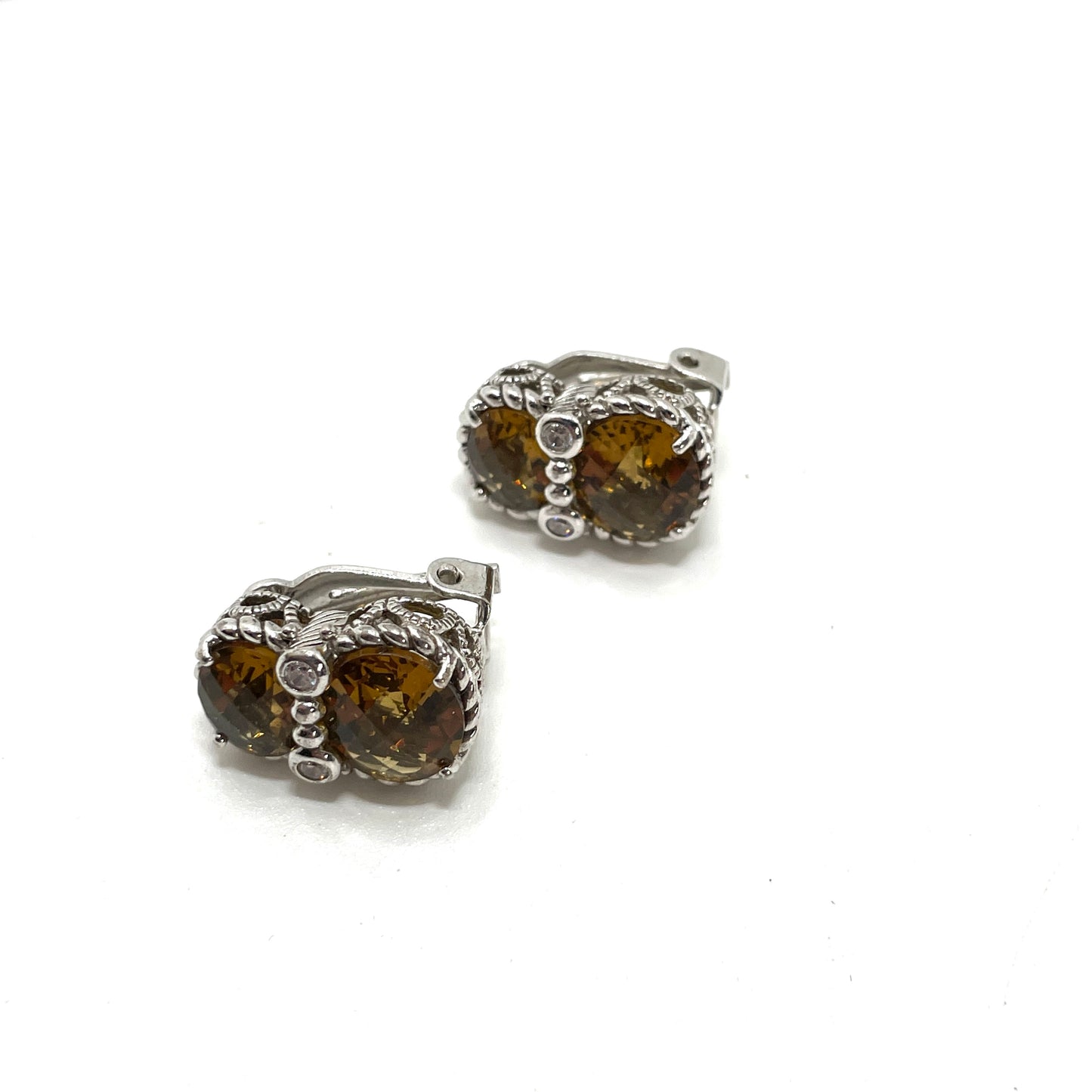 Judith Ripka Sterling & Citrine Clip Earrings